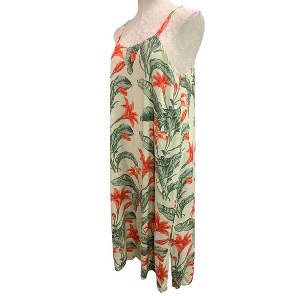 Large Pineapple Moon Tropical Print Slip Dress Rayon - Picture 2 of 8